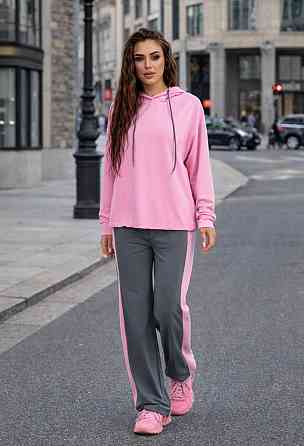 Жіночий стильний повсякденний весняний костюм двонитка Рожевий, 48/52 Одеса