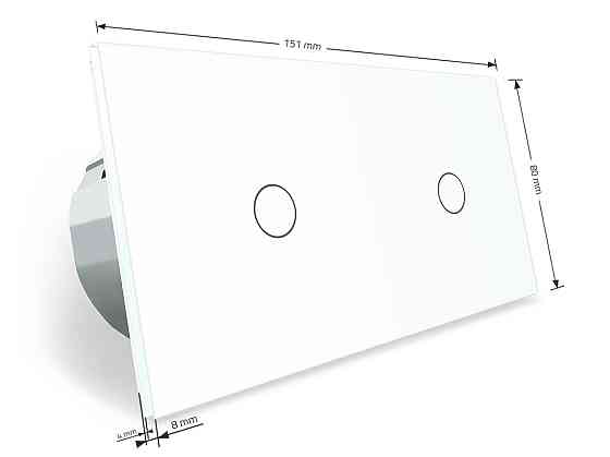 Розумний сенсорний прохідний/перехресний вимикач 2 сенсора (1-1) Livolo білий скло (VL-C701SZ/C701SZ-11) Коломыя