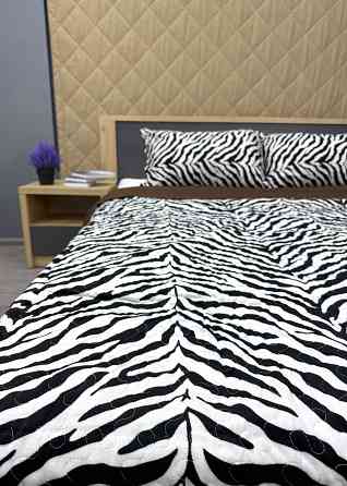 Покривало двостороннє з хутром 200x220 (+-10 см) і 2 наволочки колір чорно-білий з коричневим (85-165) Київ