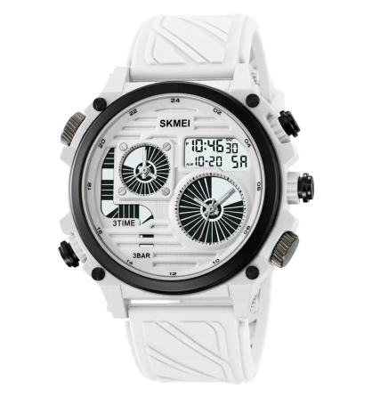 Годинник чоловічий наручний спортивний Skmei 2202 (Білий силіконовий ремінець) Київ