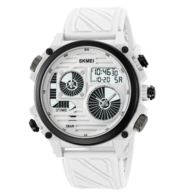 Годинник чоловічий наручний спортивний Skmei 2202 (Білий силіконовий ремінець) Київ - фото 1