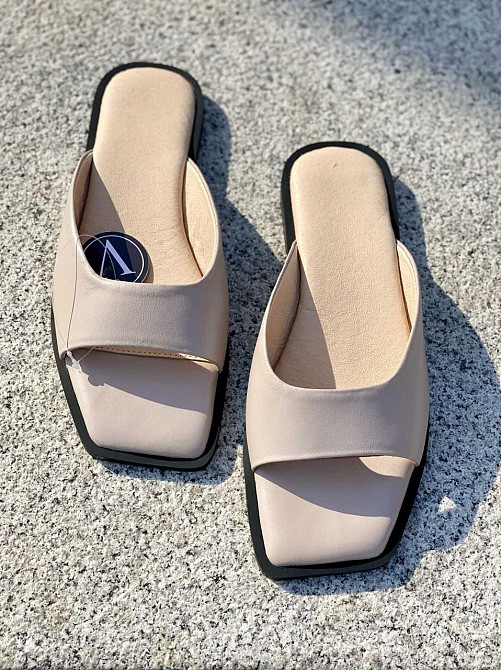 VIFEST Шльопанці жіночі з натуральної шкіри на плоскій підошві бежеві літні VIFEST 2016 р. 36-3 Коломия - фото 2