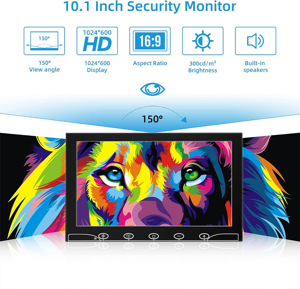 Монітор для відеоспостереження 10.1", AV+VGA+HDMI+RCA роз'єми, 1024*600 IPS клас "А" Луцьк - фото 2