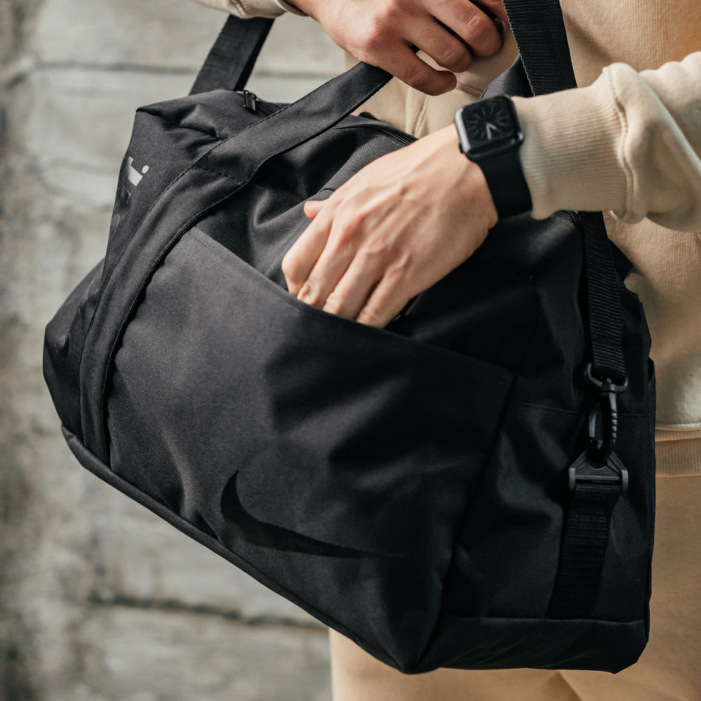 Дорожня сумка Найк Текстиль чоловіча для подорожей чорна 50*24*24 см, спортивна текстильна сумка чоловічаMasterSem Київ - фото 4