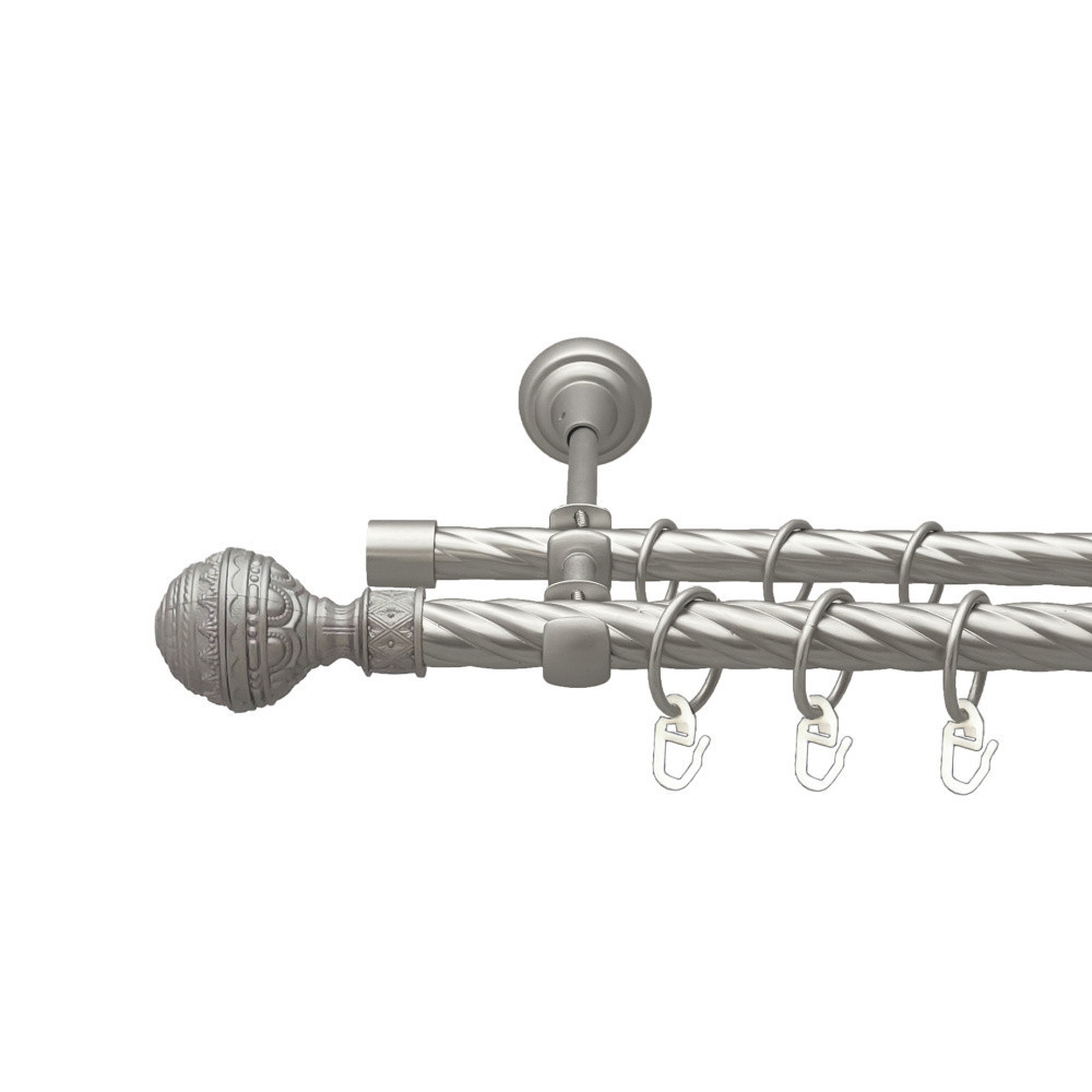 Карниз Orvit Арабеска металевий дворядний відкритий скручена труба кільце металеве Сатин 19\16 мм 300 см (00-00023065) Львів - фото 1