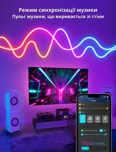 Умная гибкая LED Neon RGB лента-шланг 5 метров от USB управление режимами с телефона,Bluetooth приложение,пульт Коломия - фото 9