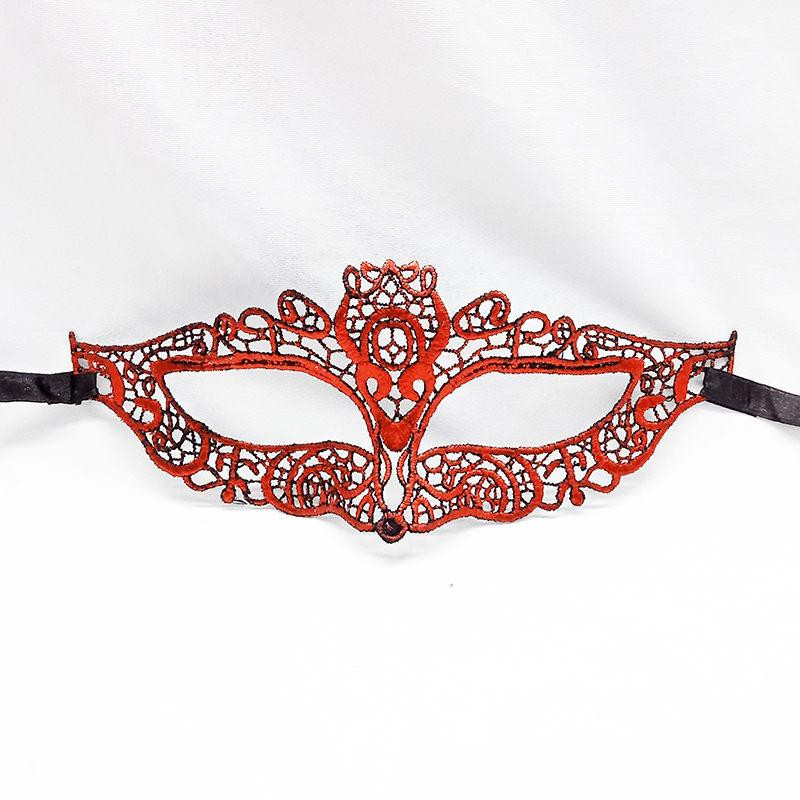 Маска із мережива маскарадна святкова 22 на 8 см червоний Київ - фото 1