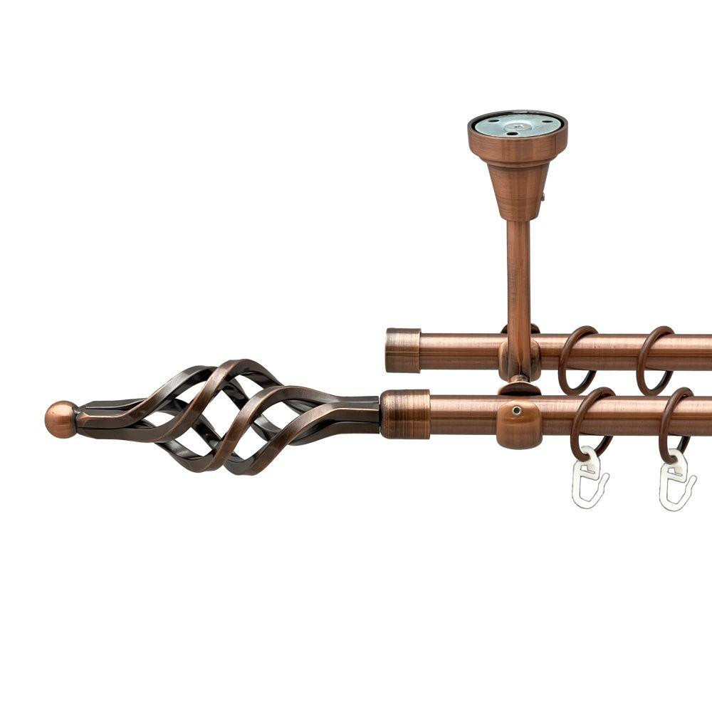 Карниз Orvit Ажур Мала металевий дворядний відкритий до стелі гладка труба кільце металеве Мідь 16\16 мм 120 см (00-00020028) Львів - фото 1