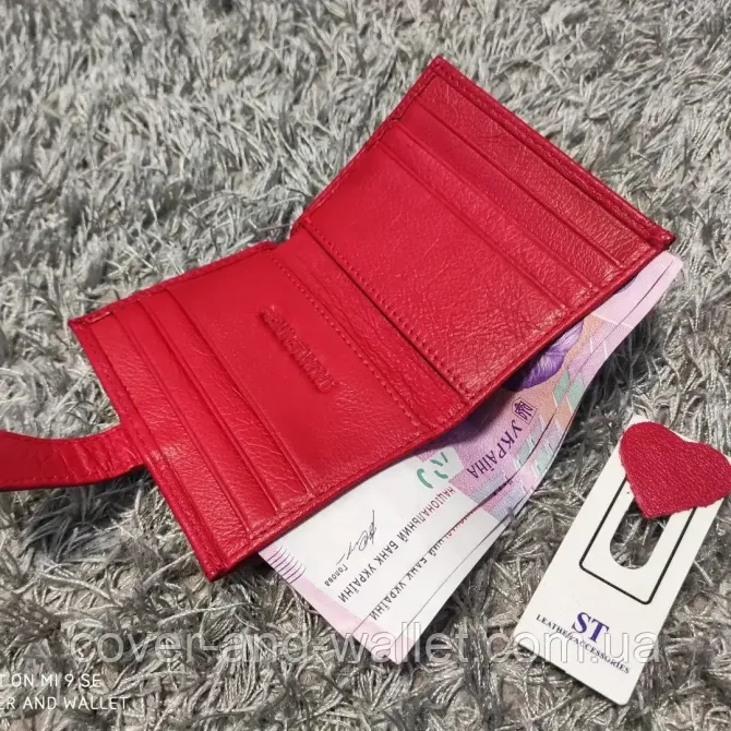 Маленький жіночий гаманець візитниця картхолдер пудровий ST Leather 004 Київ - фото 3