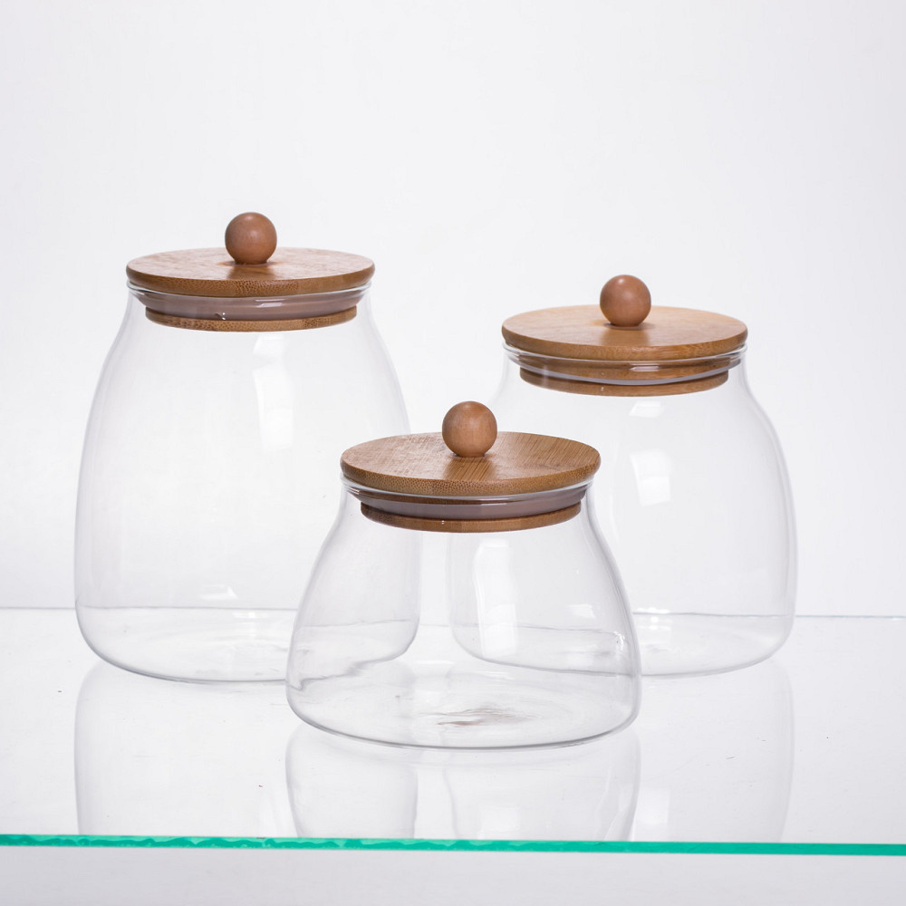Набір банок для сипучих продуктів 3 штуки 0.5/0.8/1 л з бамбуковими кришками 64486-57 Київ - фото 2