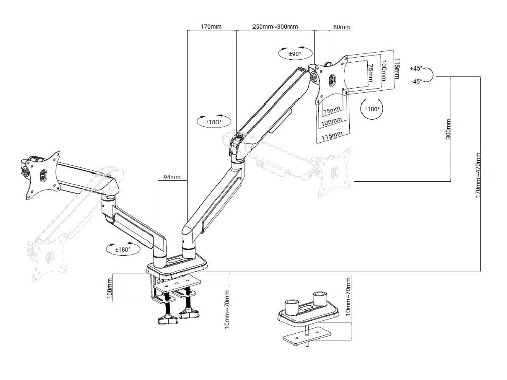 Кронштейн Anda Seat Stealth Pro II 17"-42" Black (AD-W-A9-2S-BB) (VESA100х100) ( 18334 ) Харків - фото 11
