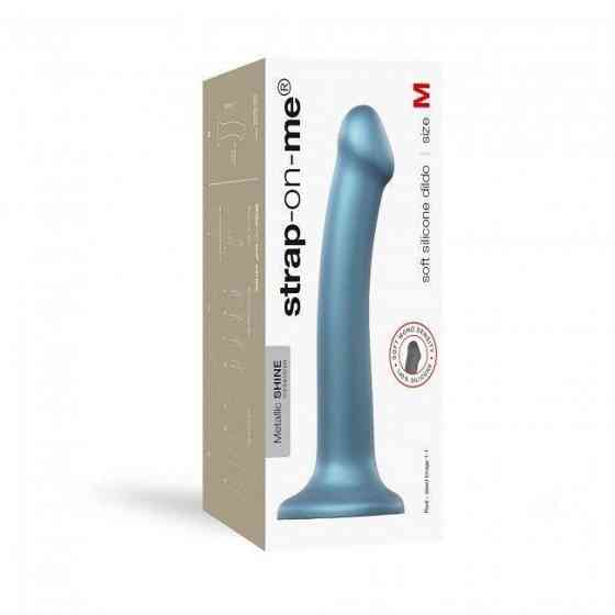 Насадка для страпона Strap-On-Me Mono Density Dildo Blue M, диам. 3,3см, однослойный силикон, гибкий Sex Aura Киев