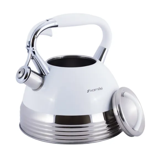 Чайник 2,7л нержавіюча сталь зі свистком з ручкою "soft-touch" (білий,беж,чорний) 0696WH KAMILLE Житомир - фото 8