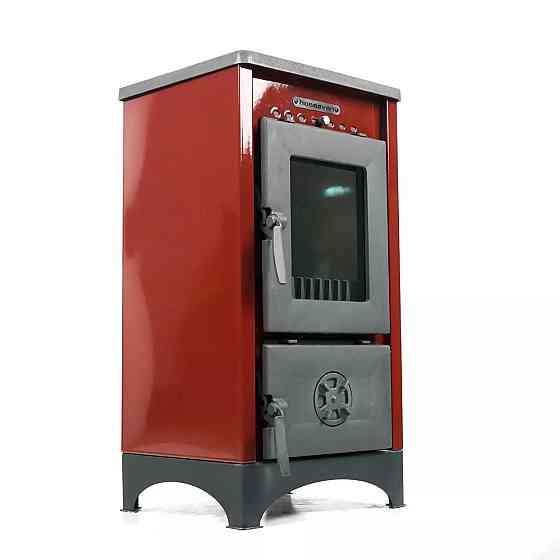 Піч-камін на дровах Hosseven 9008 MINI 7 кВт сталева буржуйка з шамотом та склом верхній димохід Туреччина Київ