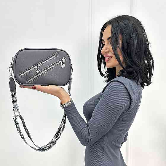 Маленькая женская сумочка с молниями Look Графит Киев