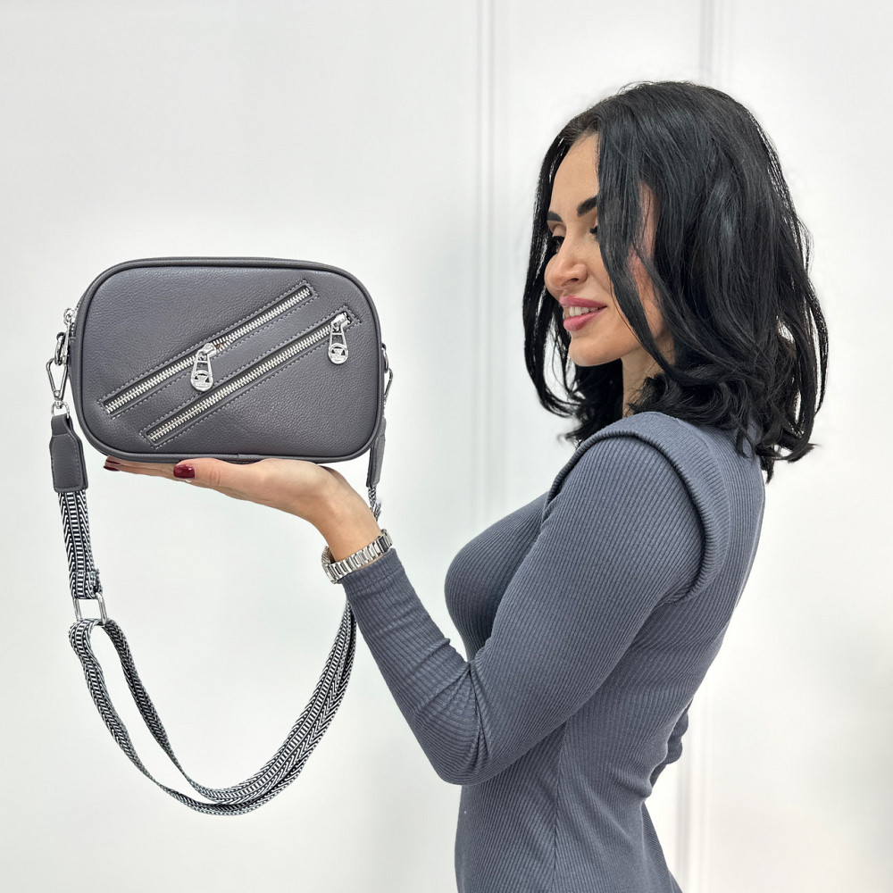 Маленькая женская сумочка с молниями Look Графит Киев - изображение 3