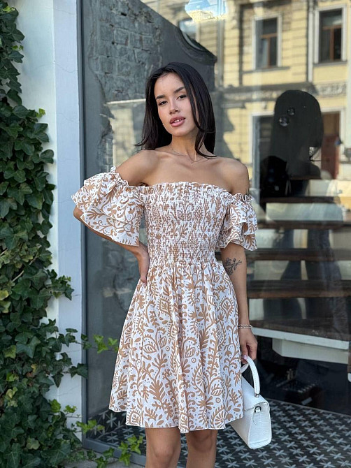 Жіноче легке принтоване плаття з турецького батисту Бежевий, 42/44 Одеса - фото 3