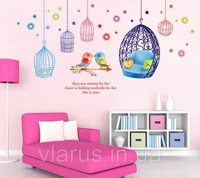 Інтер'єрна наклейка у спальні Пташки з клітинами Київ - фото 1