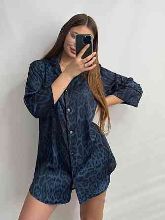 Жіноча нічна сорочка сатинова Синій лео XL Харків