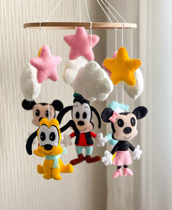 Дитячий музичний мобіль на ліжечко для немовлят WooolyWool «Міккі» з 35 мелодіями Київ - фото 2