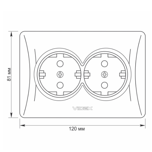 BINERA чорний графіт Розетка внутрішня 2-а із заземленням Videx Житомир - фото 6