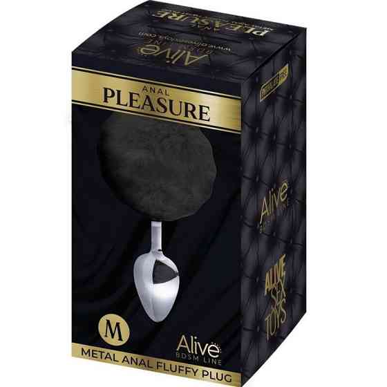 Анальная пробка металлическая Alive Anal Pleasure с черным хвостиком, M Sex Aura Киев