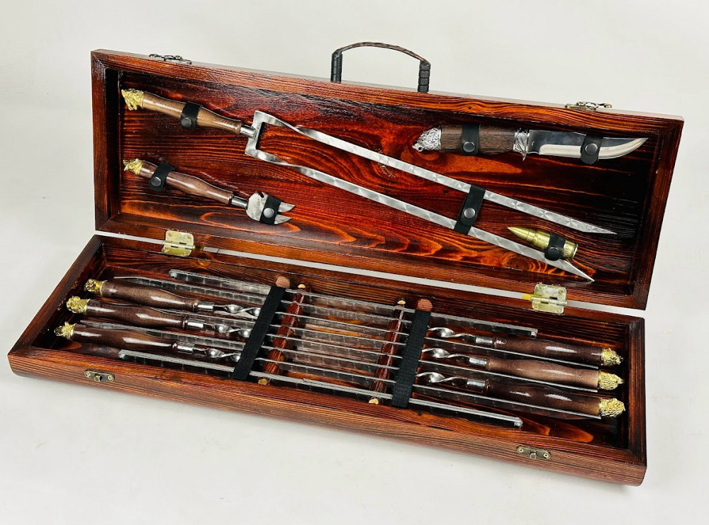 Подарунковий набір шампурів у дерев'яному кейсі САФАРІ-2 (латунні голови звірів) HAPPY DAYS Тернопіль - фото 3