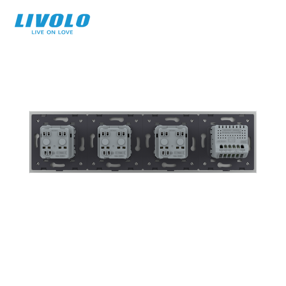 Сенсорний вимикач 2 сенсора 3 розетки Livolo сірий скло (VL-C702/C7C3EU-15) Коломыя