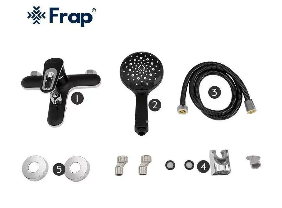 Смеситель для ванны с душевым гарнитуром Frap F3249-6 черный/хром Киев - изображение 7