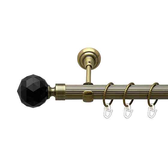 Карниз Orvit Люміера Неро металевий однорядний відкритий рифлена труба кільце металеве Антик 25 мм 300 см Львов