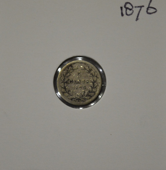 Нідерланди 5 центів 1876 р., 'Король Віллем III (1849-1890) (в холдере) Полтава - фото 1