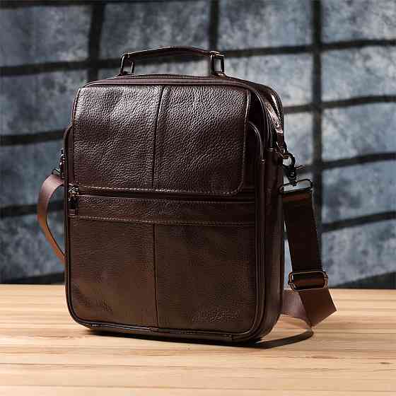 Ділова чоловіча сумка з натуральної шкіри Vintage 23027 Коричневий Київ