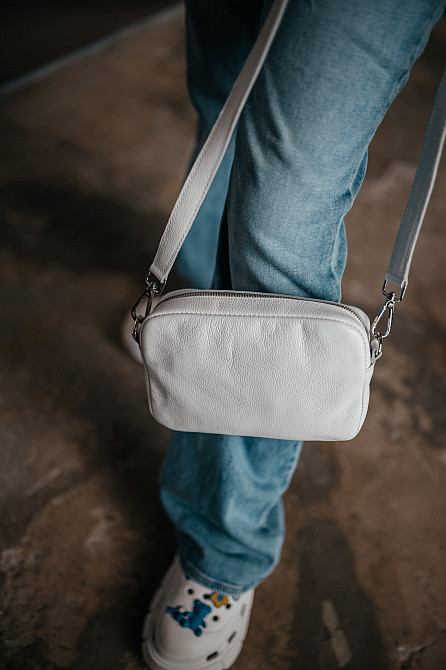 Женская сумочка, Стильная сумка из натуральной кожи, Маленькая белая сумка клатч на каждый деньMasterSem Киев - изображение 4