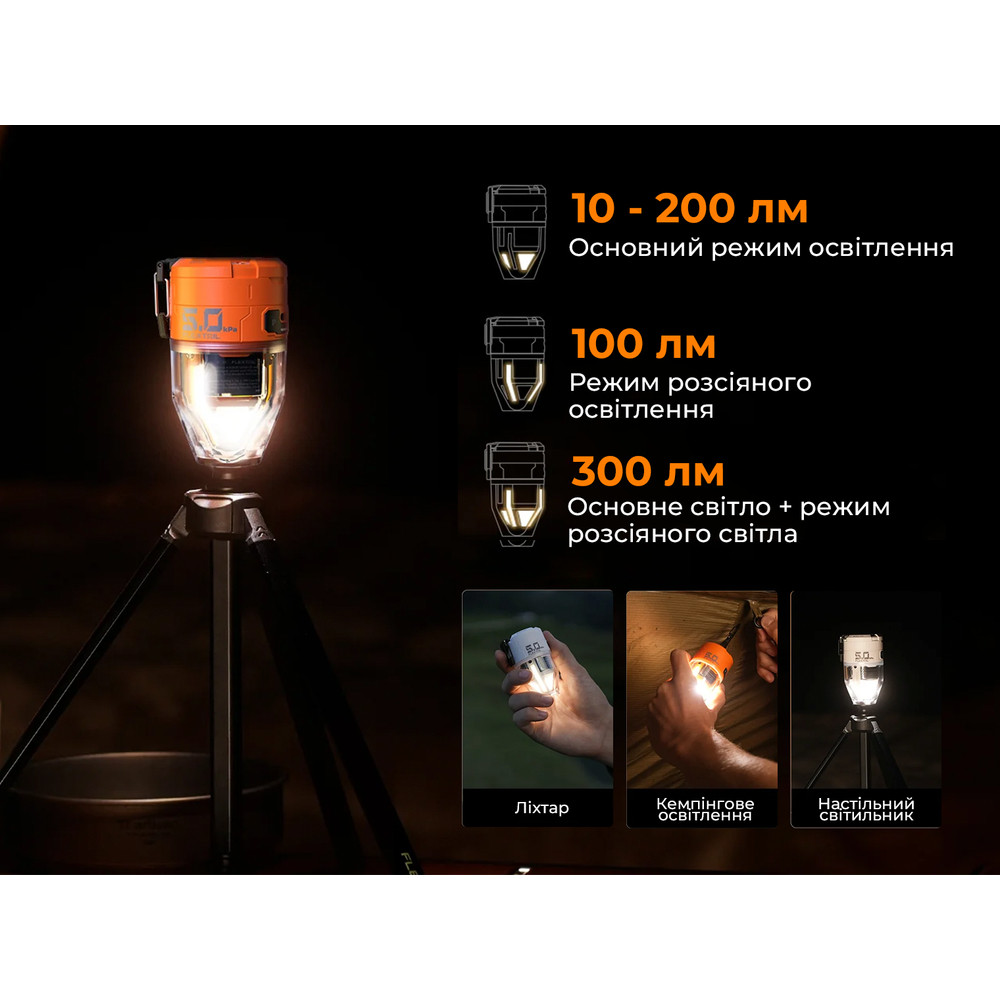 Насос-ліхтар кемпінговий Flextail Max Pump 3, помаранчевий Київ - фото 18