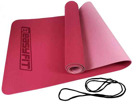 EasyFit Килимок для йоги та фітнесу EasyFit TPE+TC 6мм двошаровий рожевий-св. рожевий Коломыя