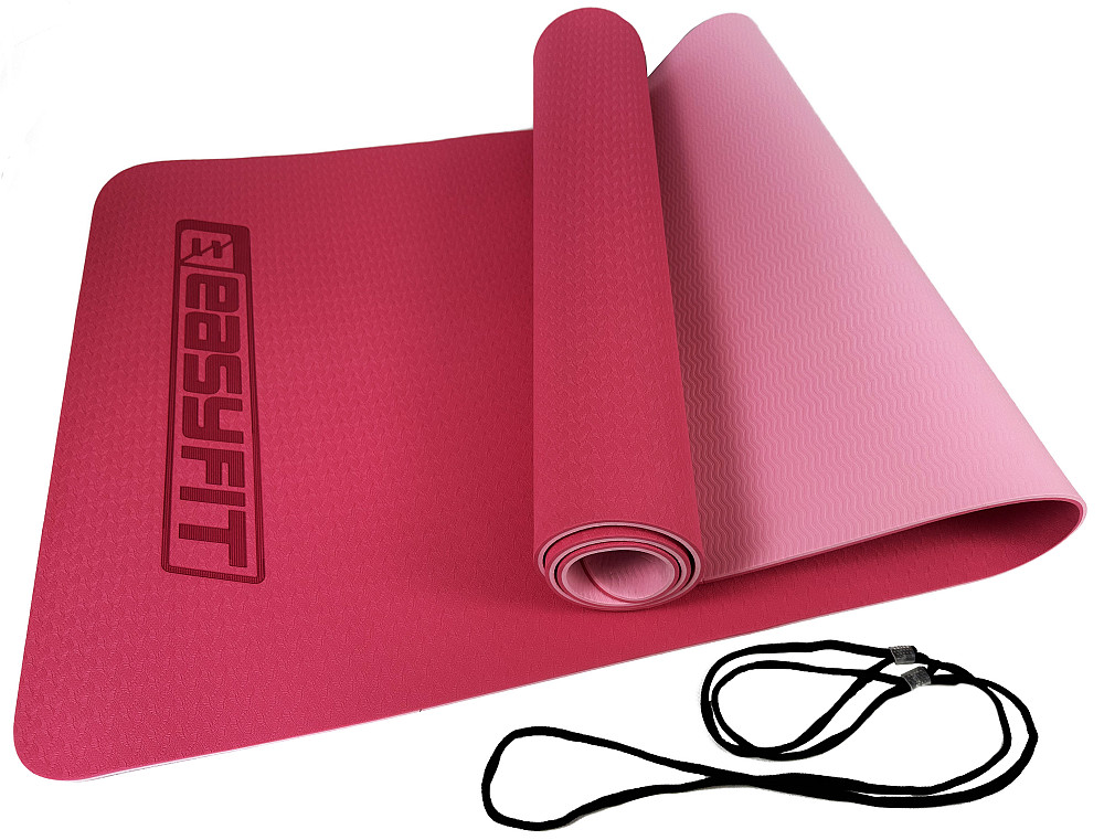 EasyFit Килимок для йоги та фітнесу EasyFit TPE+TC 6мм двошаровий рожевий-св. рожевий Коломыя - изображение 6