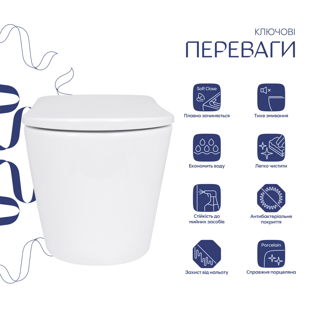 Унитаз подвесной Qtap Scorpio ML Ultra Quiet 490×365×325 мм, с сиденьем Soft-close MagLock, White QTSCOML26W49622 Киев - изображение 3