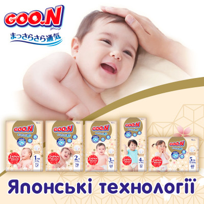 Підгузки GOO.N Premium Soft 3-6 кг Розмір 2 S на липучках 70 шт (F1010101-153) Вінниця - фото 8