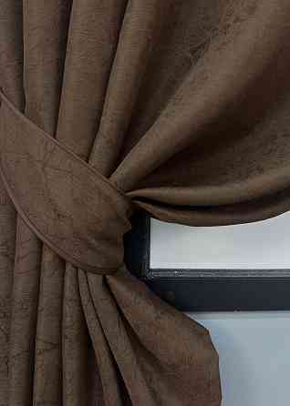 Комплект коротких штор VR-Textil Жаккард Viva Marmo № 1783ш Коричневый 130х170 см 2 шт (35-0371) Киев