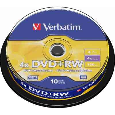 Диск DVD Verbatim 4.7Gb 4x CakeBox 10 шт silver (43488) Винница