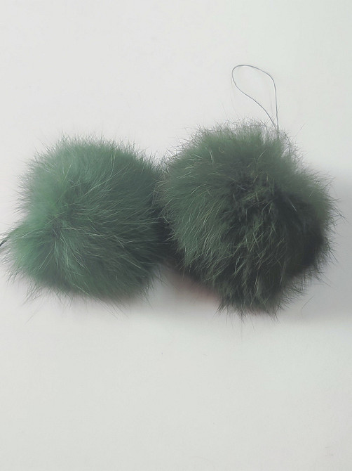 Помпон на шапку з натурального хутра кролика 7-8 см Хакі Харків - фото 2