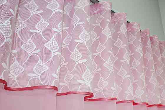 Кухонная занавесь (270х170см) цвет розовый с белым 00к 59-554 Киев