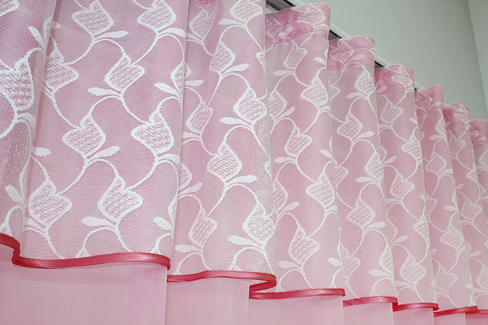 Кухонная занавесь (270х170см) цвет розовый с белым 00к 59-554 Киев - изображение 3