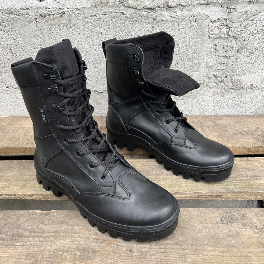 Военные мужские берцы демисезонные черные, крепкие кожаные тактические берцы прошить и проклеенные Львов - изображение 9
