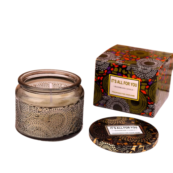 Свічка ароматична натуральна "Sandal wood rose" із соєвого воску без барвників у скляній чаші з кришкою Кам'янець-Подільський