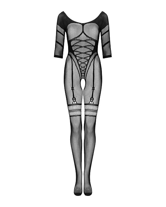 Сетчатый бодистокинг с имитацией подвязок Obsessive Bodystocking G329 S/M/L, black, с доступом Sex Aura Киев - изображение 5