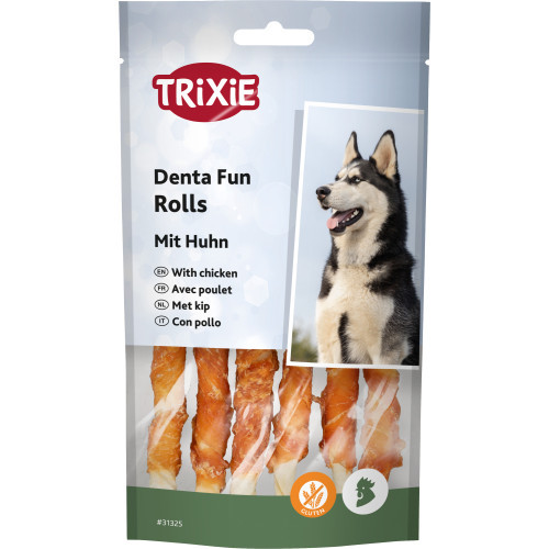 Ласощі Trixie Denta Fun Chewing Rolls для собак Паличка для чищення зубів з куркою 12 см 70 г 6 шт Київ - фото 1