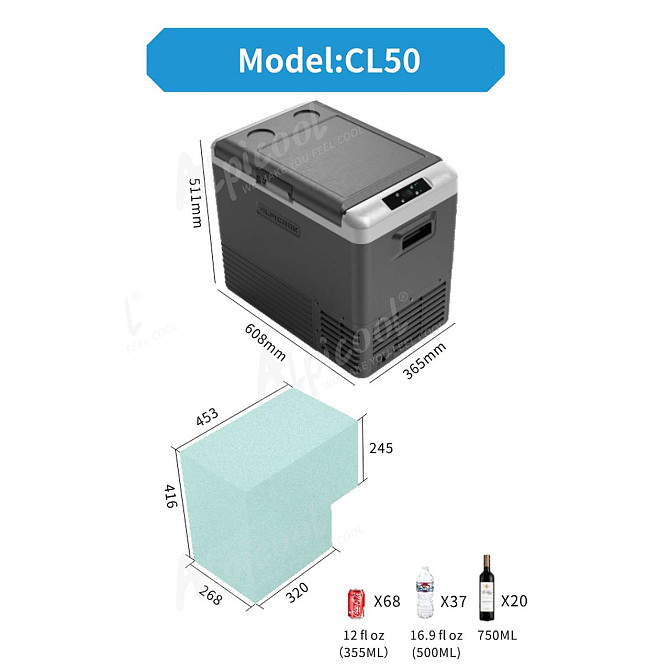 Компрессорный автохолодильник Alpicool CL50G (45 литров). До -20℃, (12, 24, 220 вольт) Дніпро - фото 5