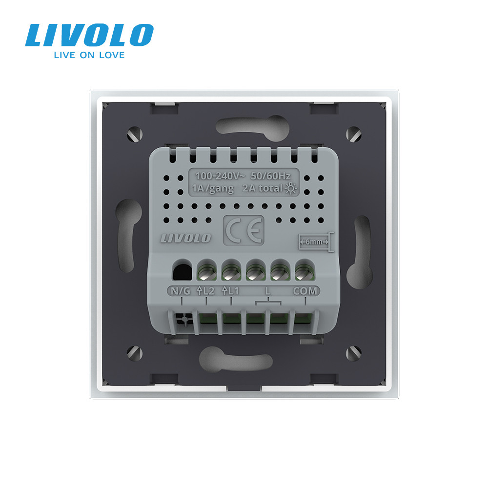 LIVOLO Сенсорний прохідний/перехресний димер 2 сенсори LIVOLO білий матове скло Коломия - фото 4