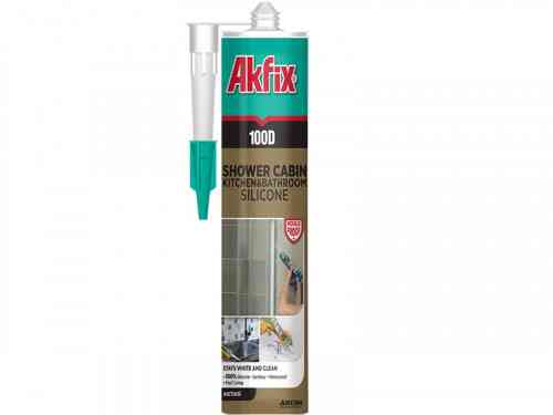 Силикон для душевых кабин 100D 280мл / 340гр белый Akfix Ровно